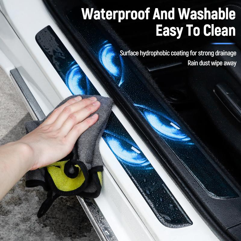 4pcs Car Door Sill Scuff Covers Door Panel Guards Protector Trim Anti-scratch Exterior Parts Car Decor Accessories Universal