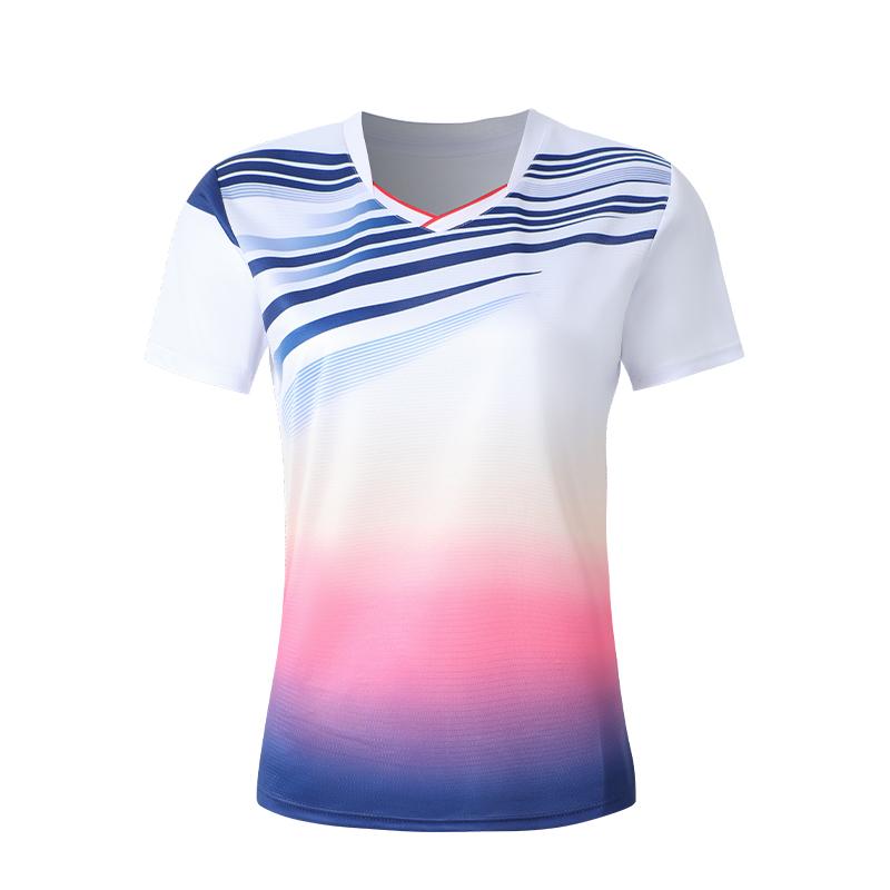 Badminton Clothes Outfit Mens and Womens Latest Short Sleeve Top Printed Tennis Table Tennis Activewear Quick-Drying