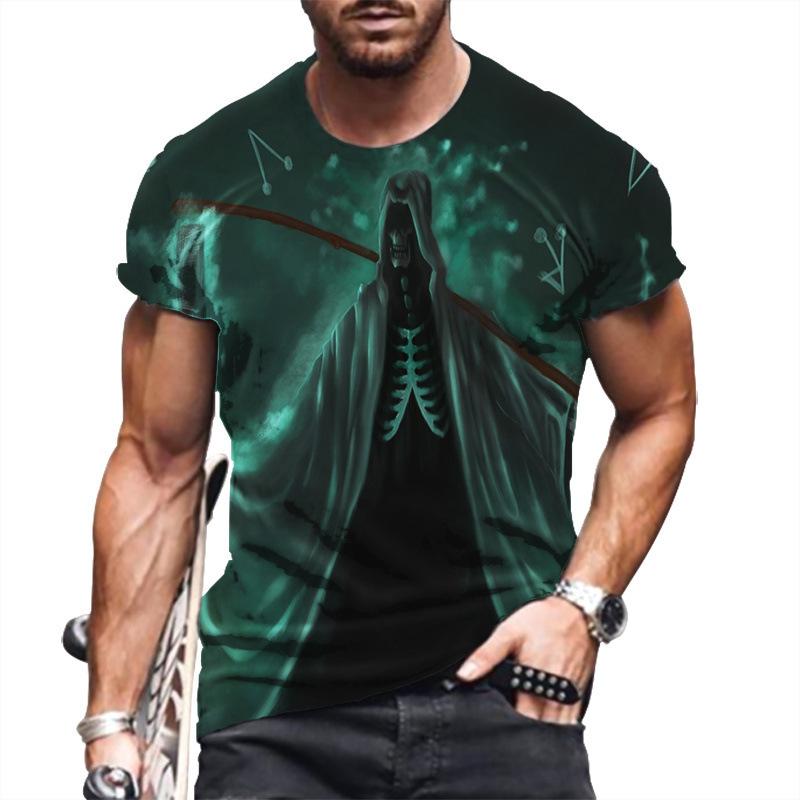 

Летняя футболка с круглым вырезом, аниме-мультяшным принтом, молодежная, прямого кроя, пуловер, мужская футболка 6xl