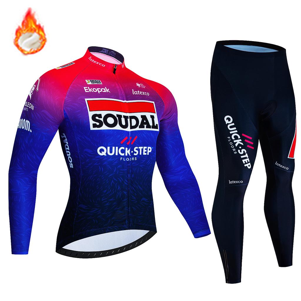 2026 Soudal Quick Step Men Winter Cycling Jersey Set Thermal Fleece Clothing Mountian Bike Bicycle Clothes Ropa Maillot Ciclismo