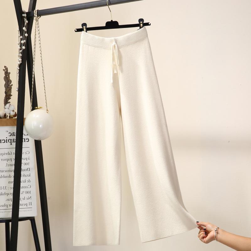 Women's Autumn-Winter High-Waisted Knit Wide-Leg Wool Pants