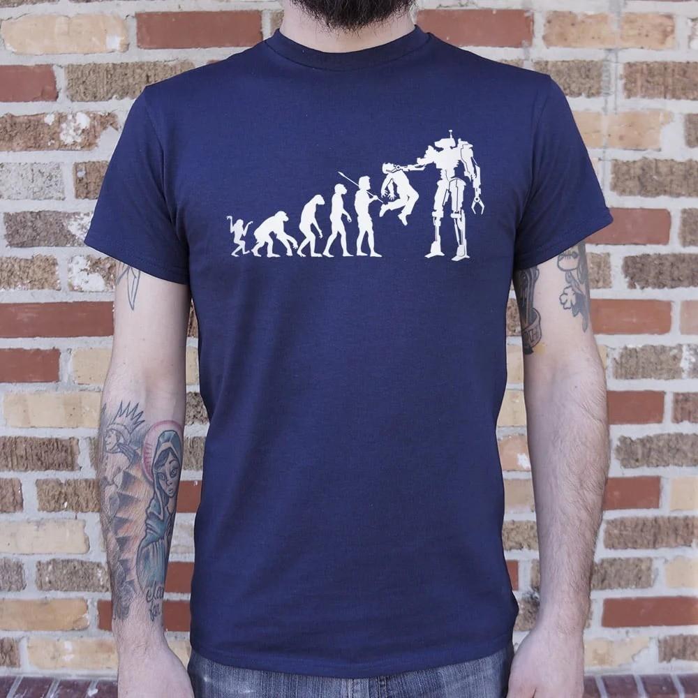 Evolution of Man to Robot Graphic T-Shirt Sci-Fi Technology Humor Graphic Tee M