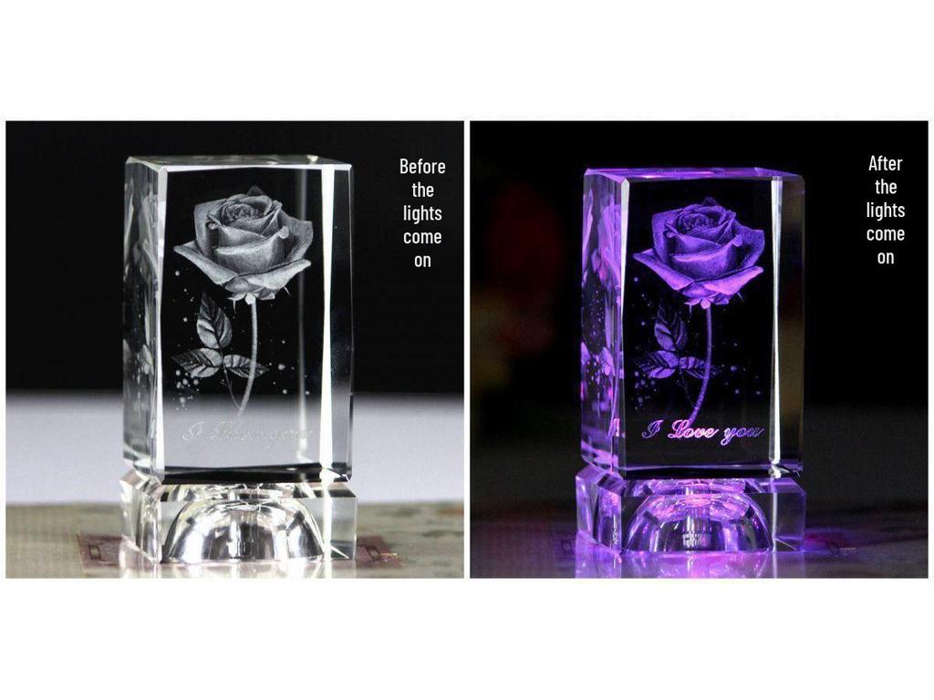Romantic Rose Night Light: Crystal Ornament and Valentine's Confession Gift