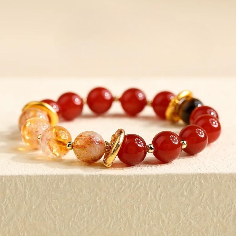 Red Agate and Yellow Crystal Bracelet, Nezha's Universe Circle Bracelet