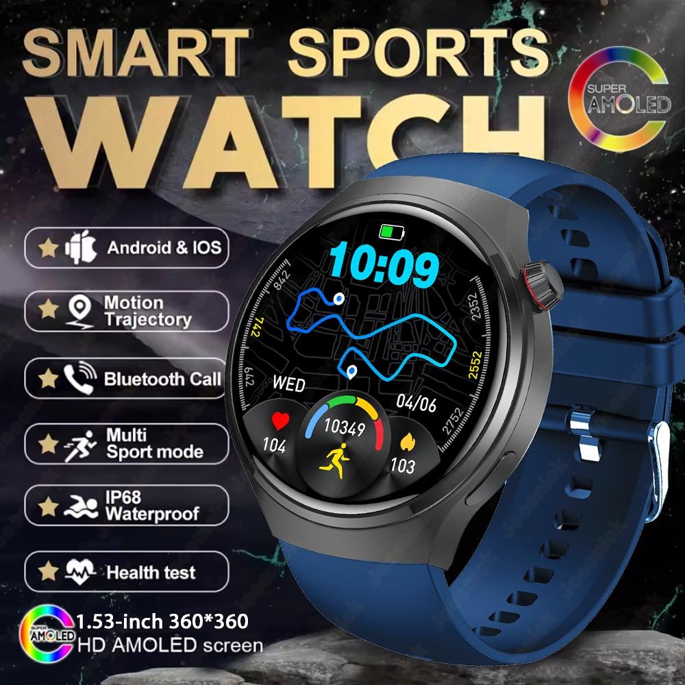 New Smartwatch Men GPS Tracker 150+ Sport Modes Waterproof Watch 1.53-inch Heart Rate Bluetooth Call Smartwatch Watch 4 PRO