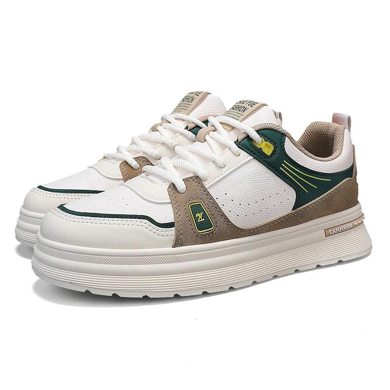 

Кроссовки Мужские Плоские Удобные На шнуровке Классические Уличная мода Кожаные Спортивные для улицы Обувь для скейтборда 2025 Новые Кроссовки Мужские 39