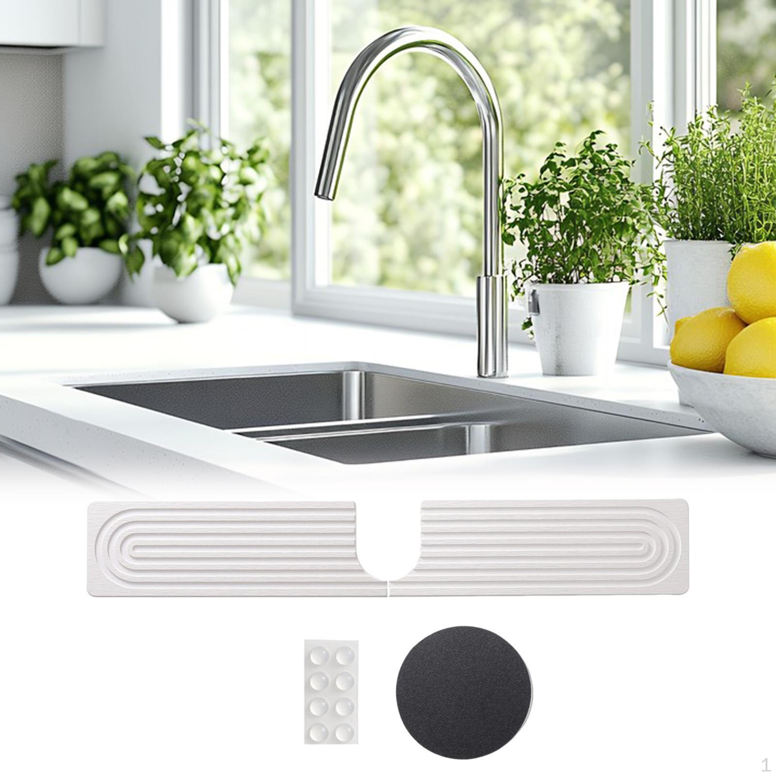 

Faucet Mat for Kitchen Sink Guard Drain Pad Protector Tray Water Catcher Laundry Room Gray 40x10cm