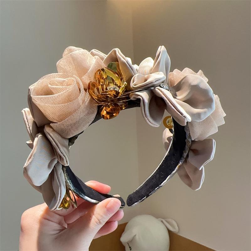 Fasce per Capelli con Fiori Grandi per Donne Ragazze Fasce per Capelli Sposa Gioielli per Capelli Accessori Copricapo per Damigelle d'Onore Copricapi