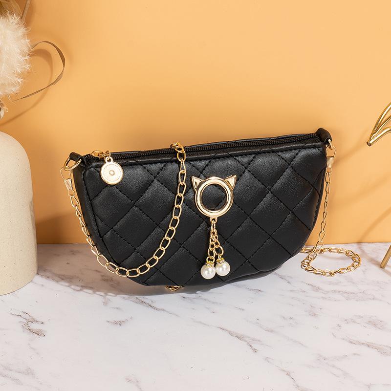 

Ретро пресбиопия полукруглая сумка модная персонализированная кошачья голова жемчужная подвеска цепочка сумка-мессенджер мини сумка для мобильного телефона женская сумка тренд