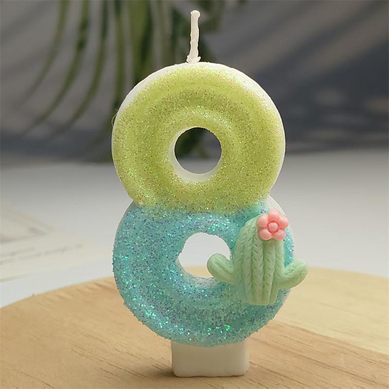 Creative Design Cactus Digital Candle Birthday Candle Party Festive Cake Decoration Atmosphere Props