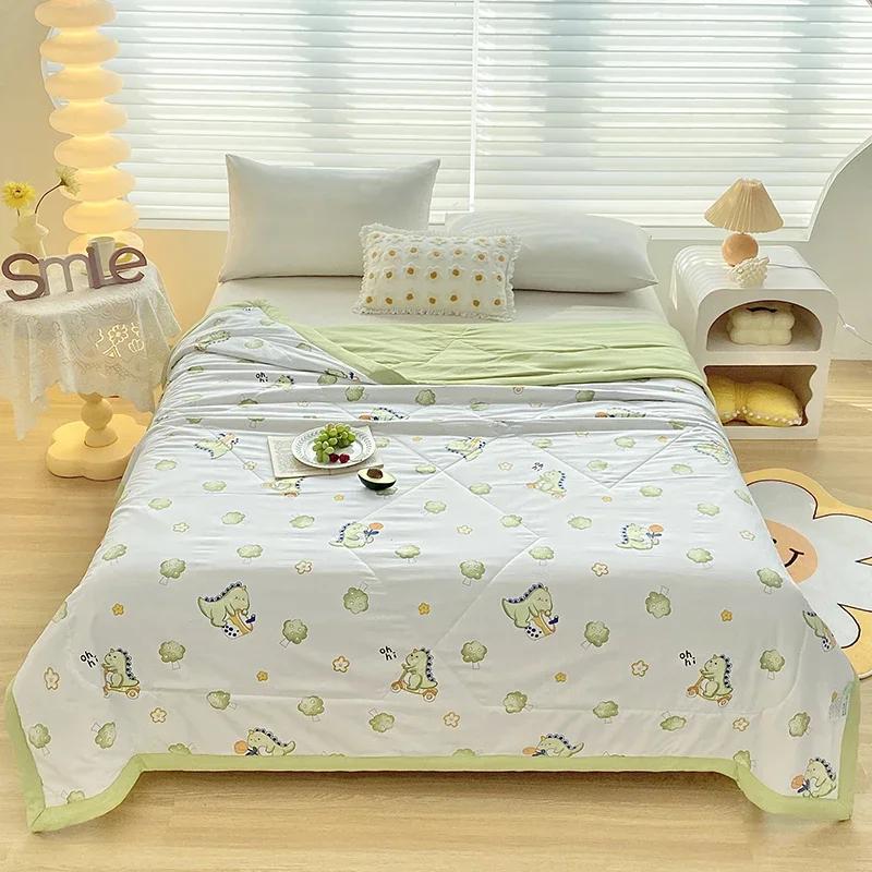 Cute Zoo Animals Print Quilt Bedspreads Children Adults Thin Comforter Summer Quilt Single Double Bed Air-Condition Bed Blanket