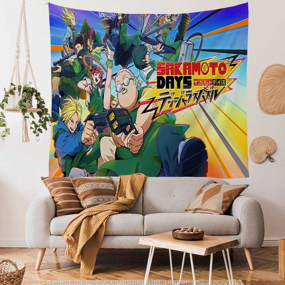 Popular Action Anime Sakamoto Days Tapestry Art Printing Art Science Fiction Room Home Decor Wall Art Decor