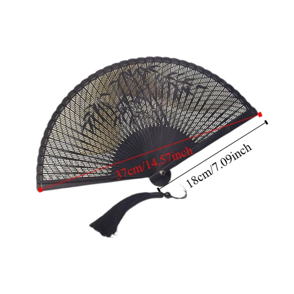 Portable Hollowed-Out Folding Fan Classical Vintage Chinese Style Bamboo Fan with Tassel Decorative Dance Fan Performance Prop