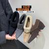Autumn and Winter New Versatile Single Shoes Velvet Warm Cotton Shoes Heightened Gray Pointed Retro Fluffy Shoes Short Boots