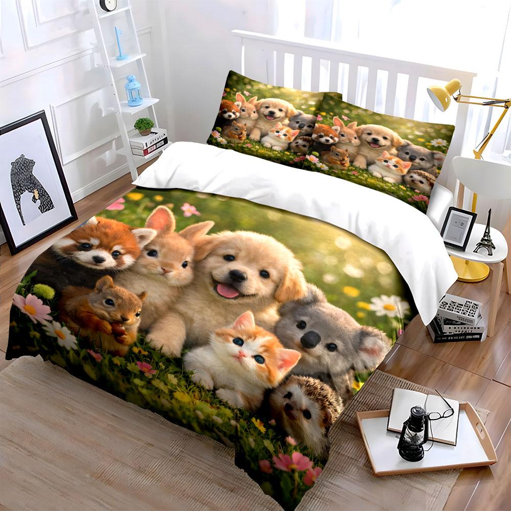 Adorable Animals In Nature Bedding Duvet Cover Set (1*Duvet Cover 2*Pillowcases, Without Duvet Insert)