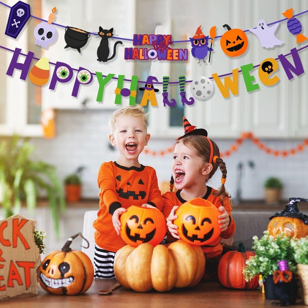 Pumpkin Halloween Birthday Flags Bat Ghost Decor Flag Funny Witch Pumpkin Pull Flags Halloween