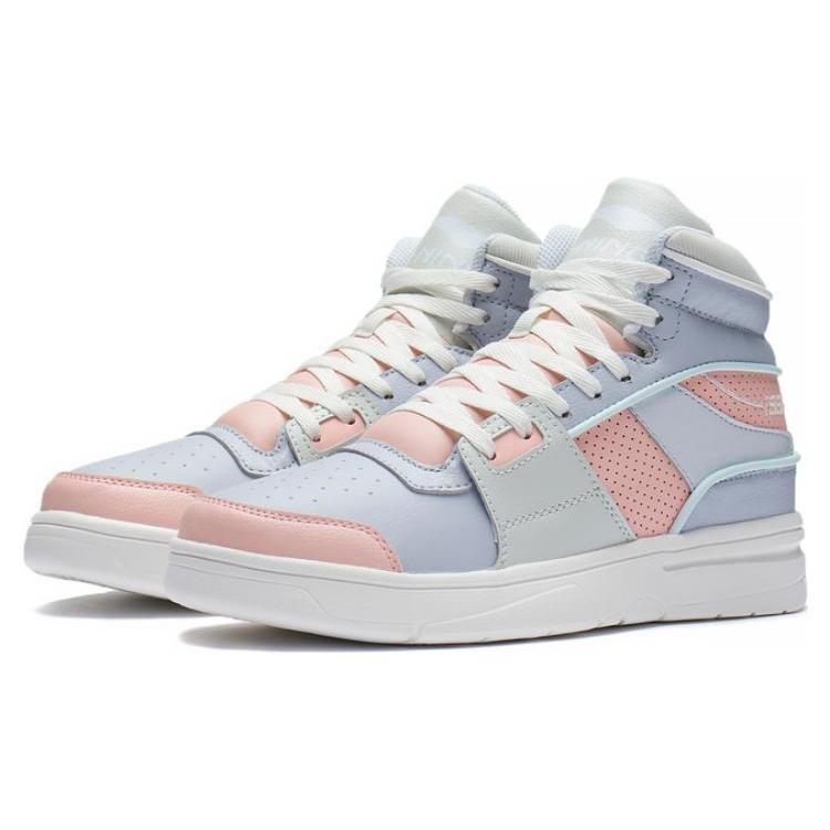 Li Ning Retro 90 Cushioning Slip Resistant High Top Casual Shoes Women's Blue Pink ABCS098-3