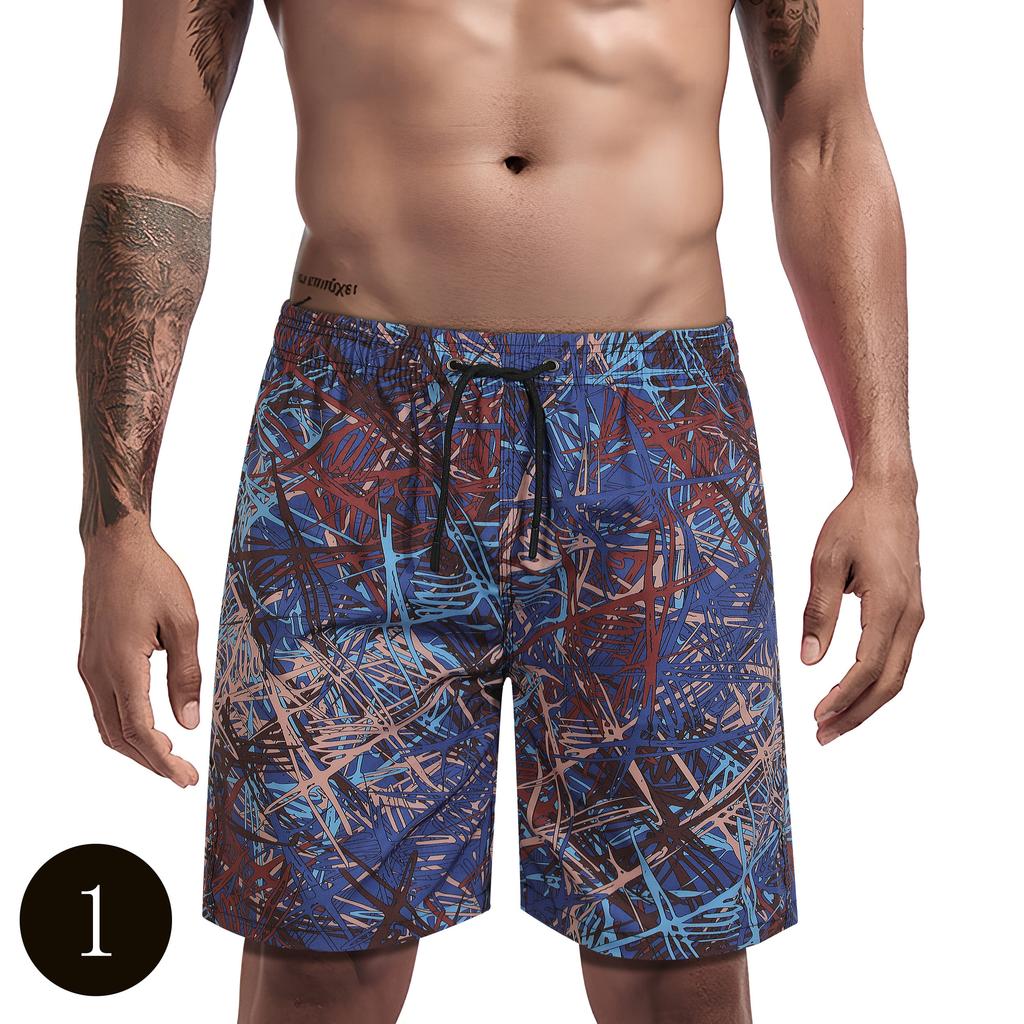 Men's casual shorts, men's shorts 2025 model, featuring tree branch and leaf patterns