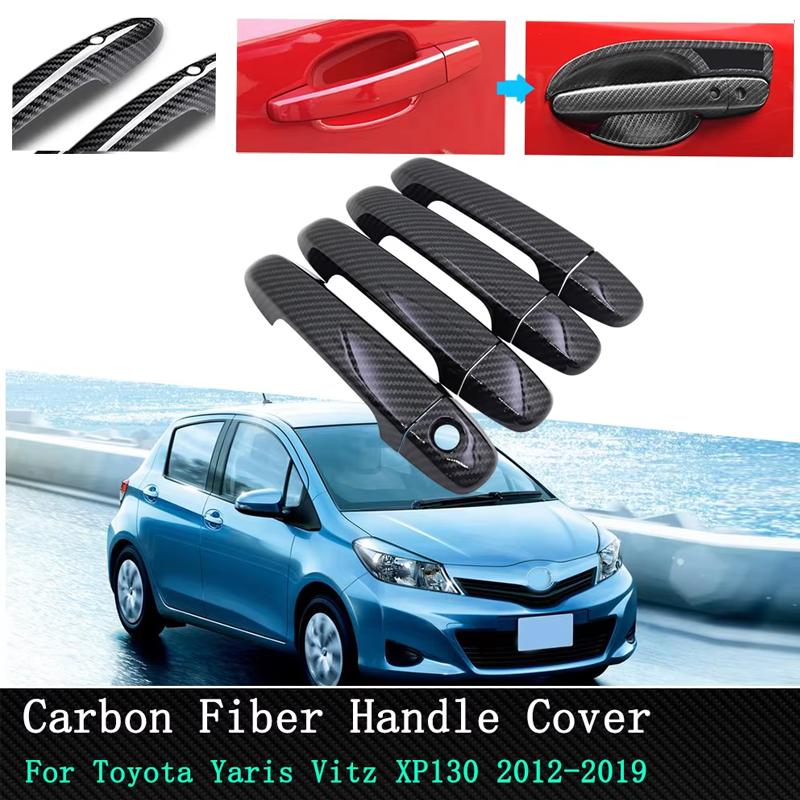 Car exterior Stickers Carbon Chrome Door Handle Cover For Toyota Yaris XP130 Vitz 2012 2013 2014 2015 2016 2017 2018