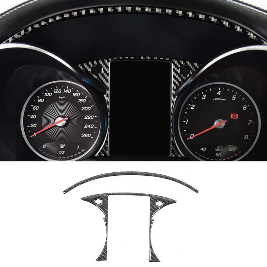 2Pcs Carbon Fiber Console Control Panel Strips Fit for Mercedes Benz C-Class W205 GLC C180 C200L