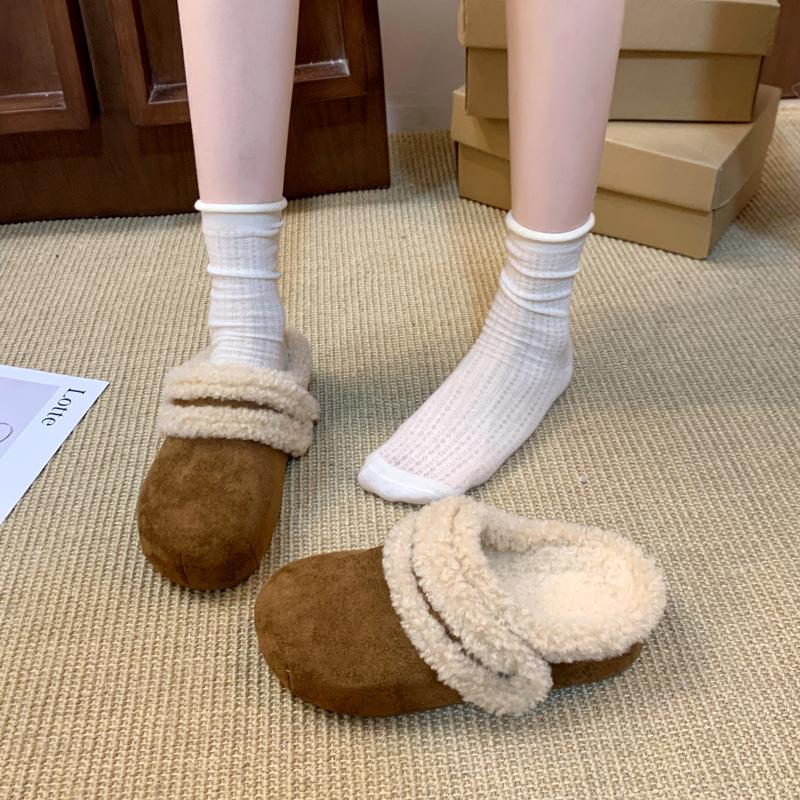 Women's Baotou Lightweight and Comfortable a Footstirrup Heightening Winter Warm Cold Padded Non-slip Wear-resistant Leisure Cotton Slippers