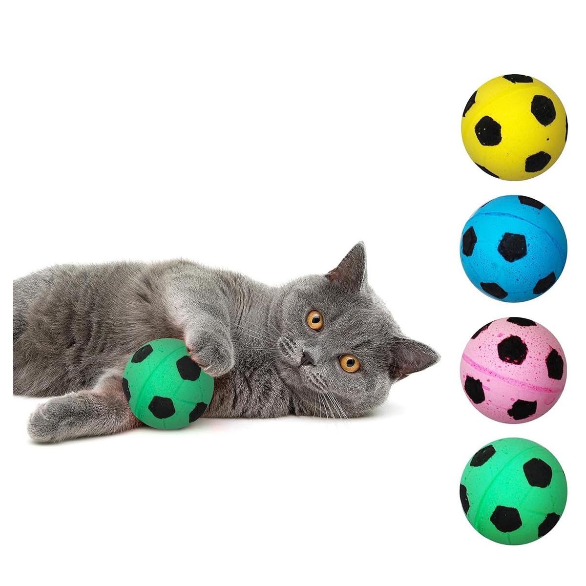 

4 шт. Мячики для кошек, Мягкие плюшевые футбольные мячи для кошек, Интерактивная игрушка для котят для игры в помещении, Идеально подходит для пинания и шлепания кошек