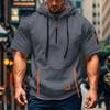 Men's Hoodie Casual Vintage Short Sleeve Workout Sweatshirt With 1/4 Zipper Pullover Active Hoodies