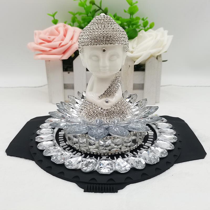 Ornamento profumatore per auto con diamante di cristallo, Maitreya Loto Buddista decorazione consolle centrale, eccetto odore benedizione regali per ragazzi