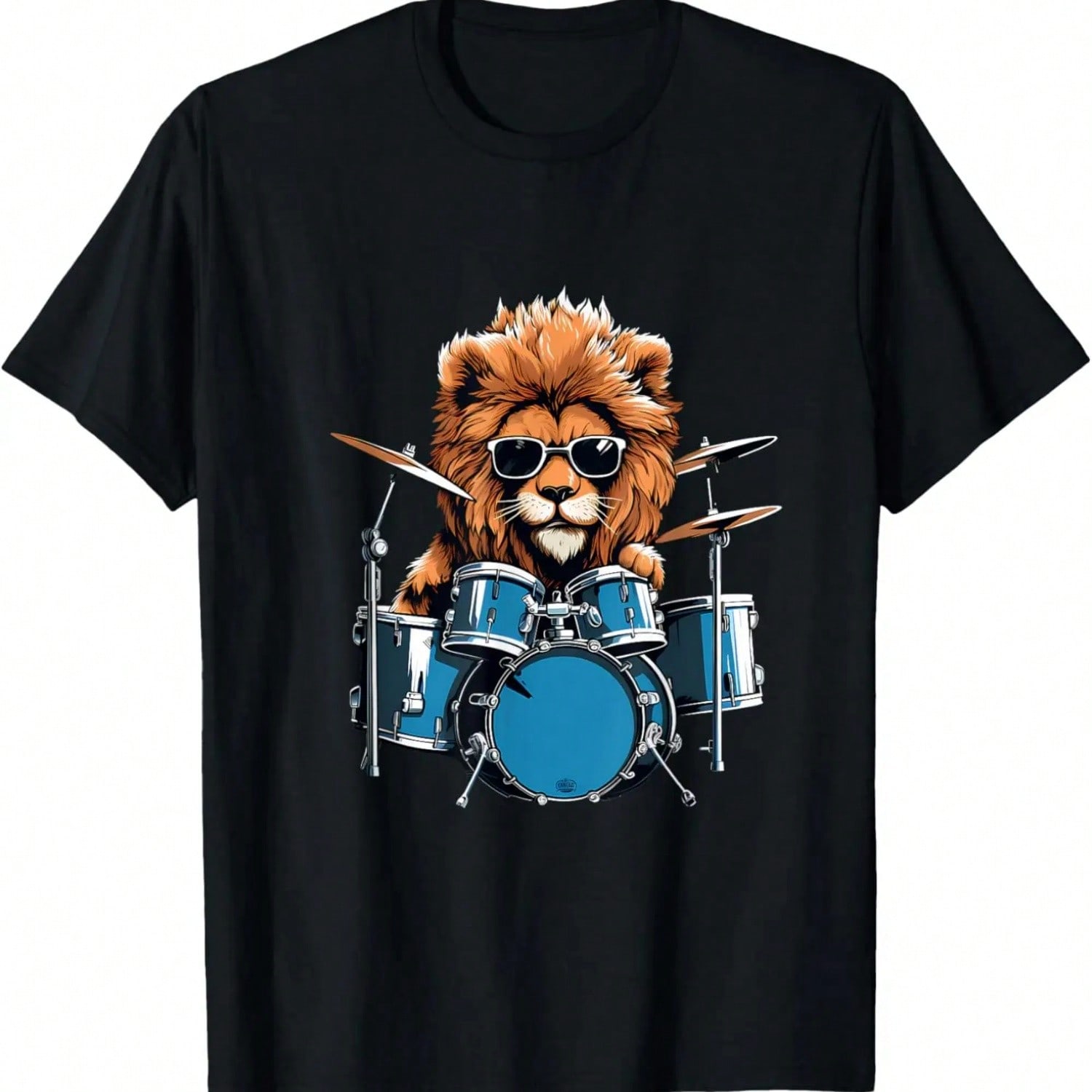 Lion Playing Drums - Animal Lion Lover Drum Set T-Shirt S разноцветный