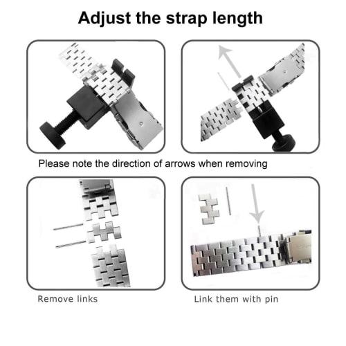 Kai Tian Quick Release 20mm Black Metal Watch Strap, Five-Row Replacement Strap, Matte Surface, Bracelet for Men and Women, Stainless Steel Watch Band