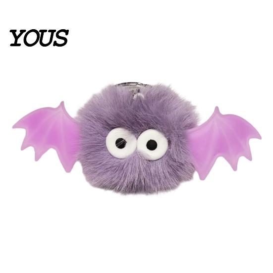 Funny Bag Decoration Halloween Bat Plush Keychain, Cute Devil Furry Pendant for Stylish Animal Print Keys, Vintage Silver Alloy Key Ring, Spooky Party