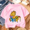 Cute Kids Fashion T Shirt Garfield Popular Cartoon For Boys Girls Summer Street Casual Outfit