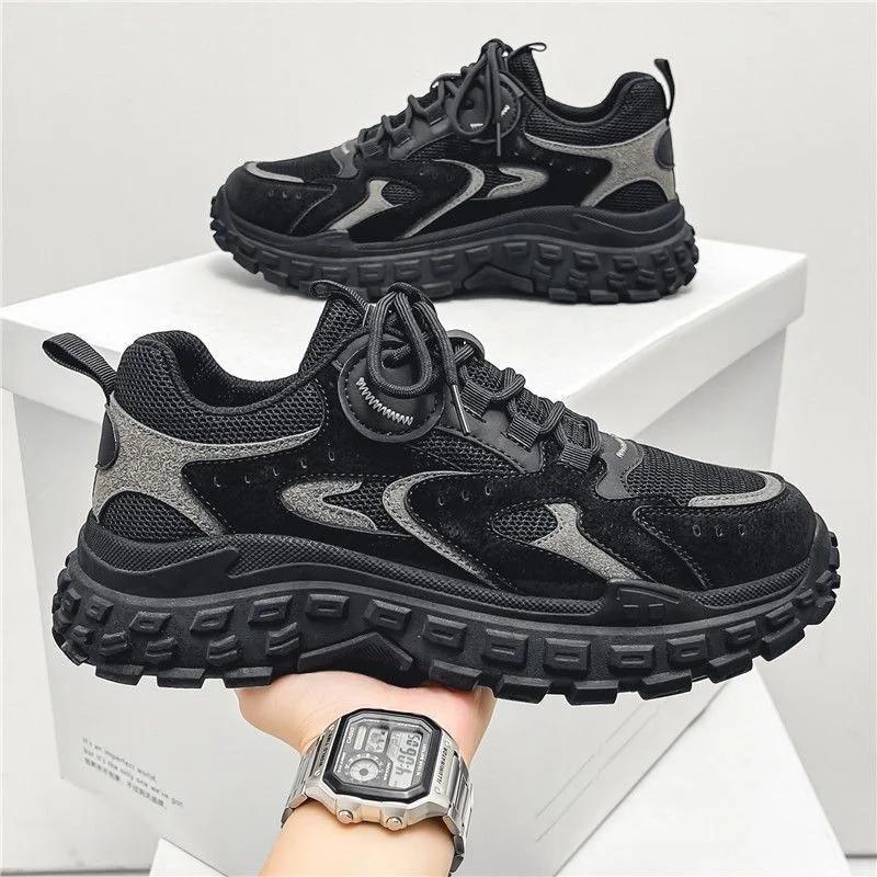 Spring Casual Men's Shoes 2025 New Mesh Breathable Running Shoes Fashionable Thick Soled Work Non Slip Sports Shoes