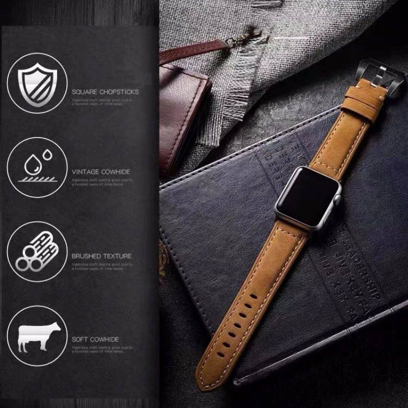 For Apple Watch Band High Quality Leather Strap Men for Series 9 7 8 6 5 SE Ultra 2 49mm 44mm 40mm Watch Bands 45mm 41mm 38 42mm
