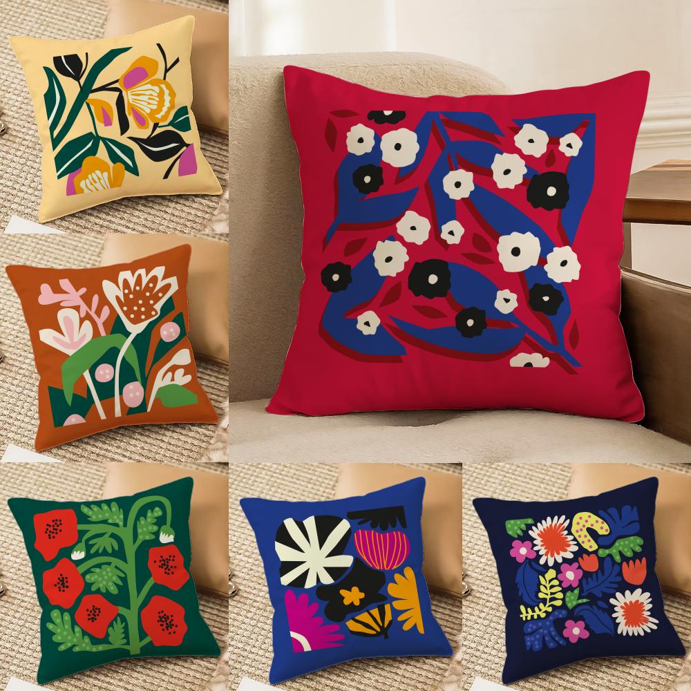 Classic Flower Cushion Cover Short Plush Double-Sided Print Square Throw Pillow Covers Sofa Home Cushion Decor