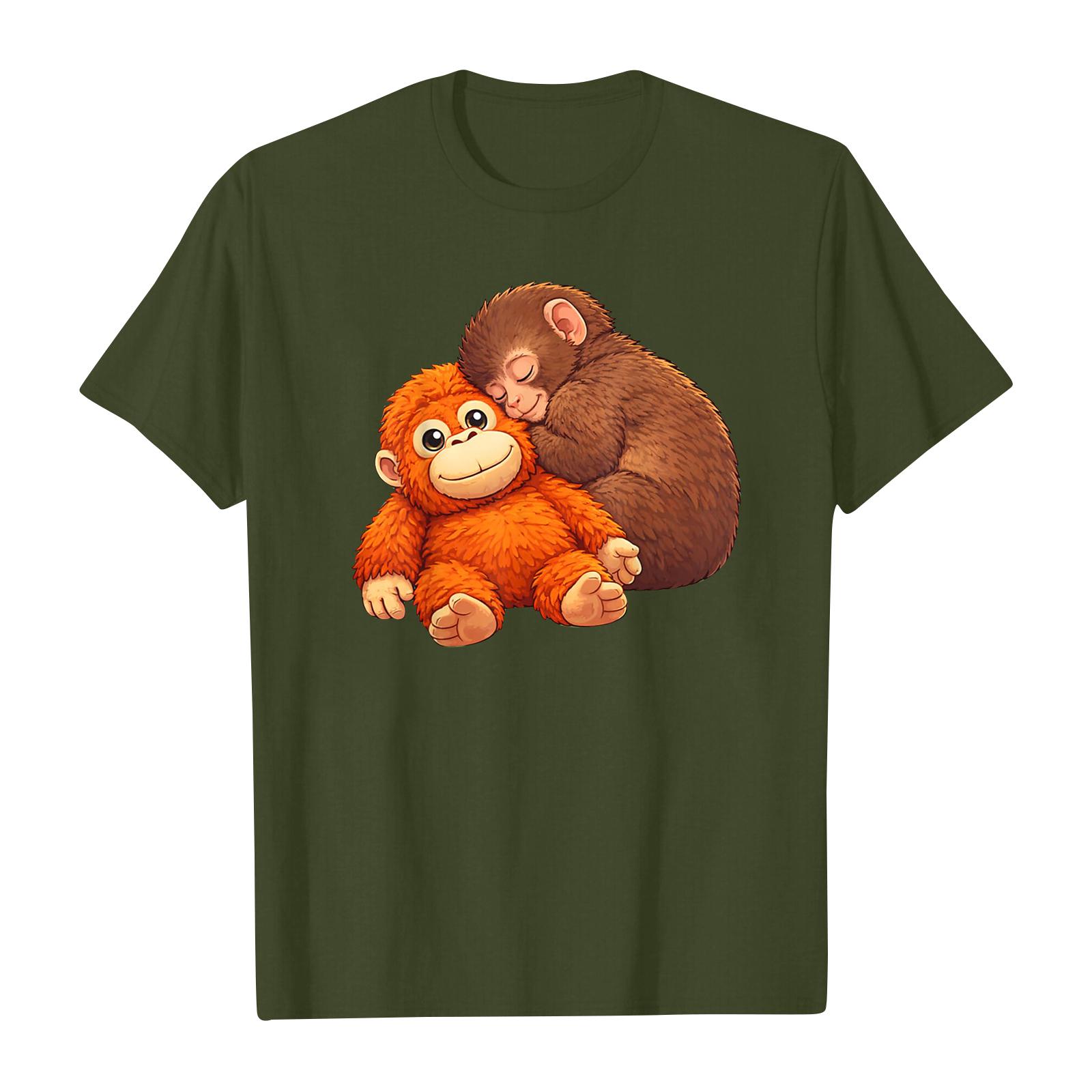 Женская и мужская модная футболка с круглым вырезом повседневная с принтом с коротким рукавом L армия зеленый 2090₽