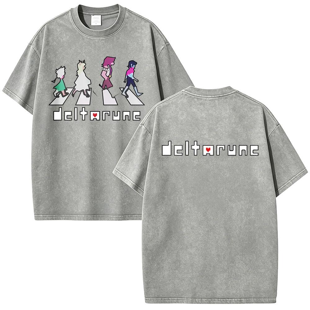 Washed Vintage Game Deltarune Susie Kris Ralsei Funny Graphic Tshirt Men Women Casual Humor Oversized T Shirts Otaku Lover Gift
