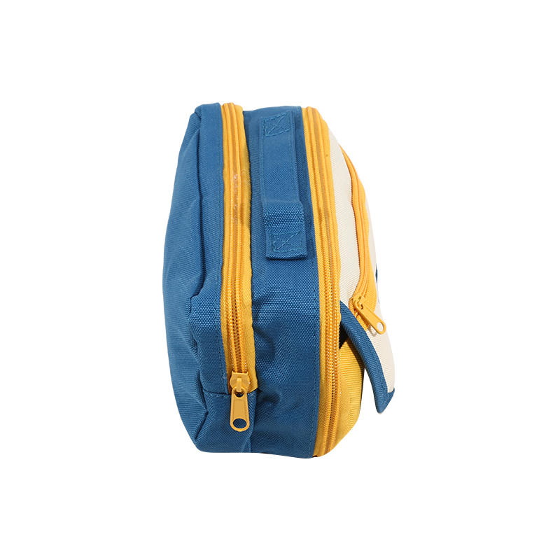 Multi-Layer Contrast Color Pencil Bag Aesthetic Wide Mouth Pencil Case Stationery Organizer Pouch with Handle