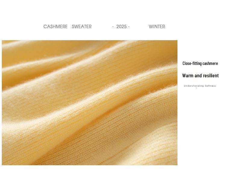Women's V-Neck Cashmere Sweater - Loose Fit, Solid Color, Thick Knit for Autumn