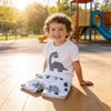Malwee Boy Summer Cotton T Shirt And Shorts Set With Cartoon Dinosaur Prints For Kids Ages 3 To 8