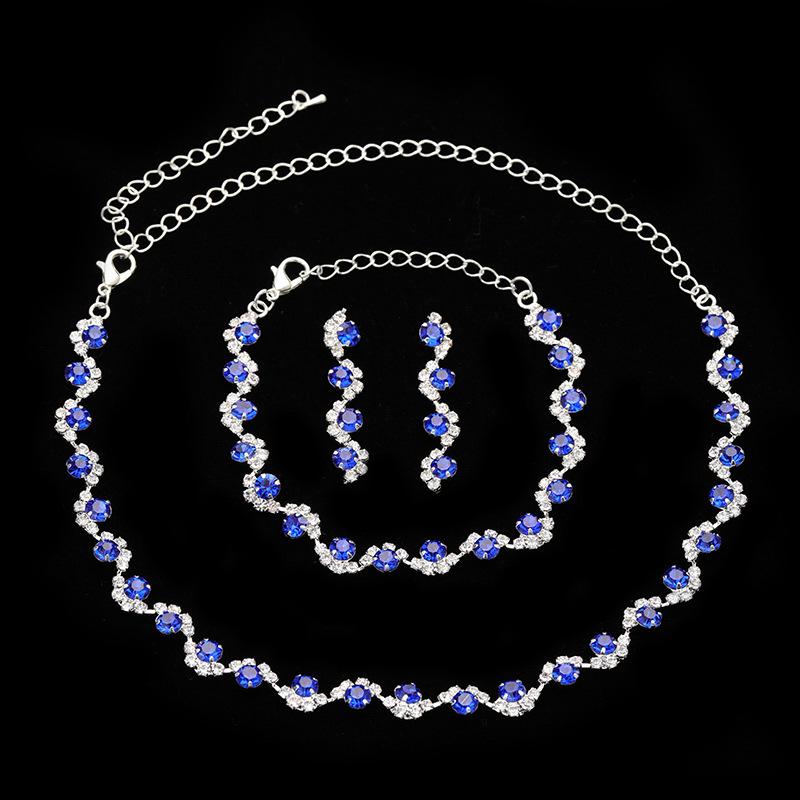 Silver Plated Rhinestone Bridal Necklace & Earrings Set
