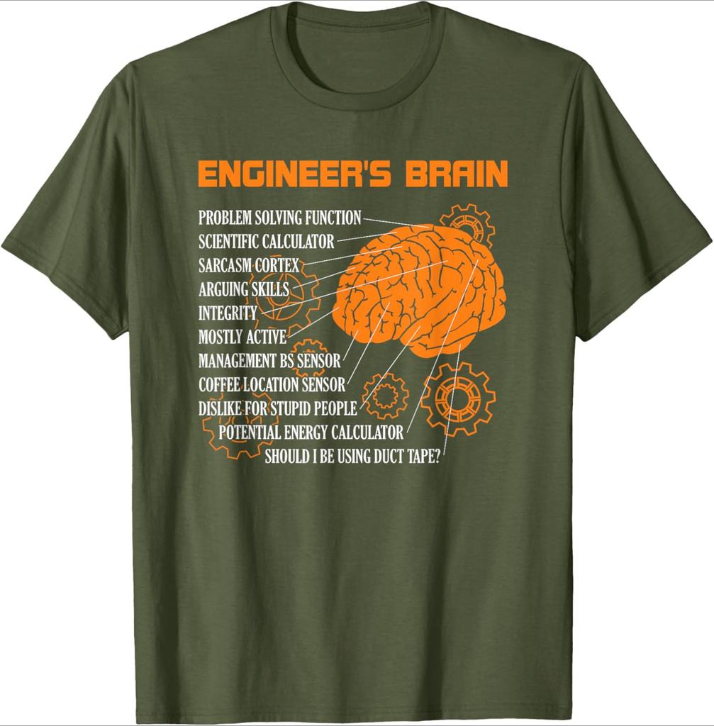 Engineers Brain Funny Engineering Games Process Engineer design100 cotton Oneck short sleeve printed mens Tshirt