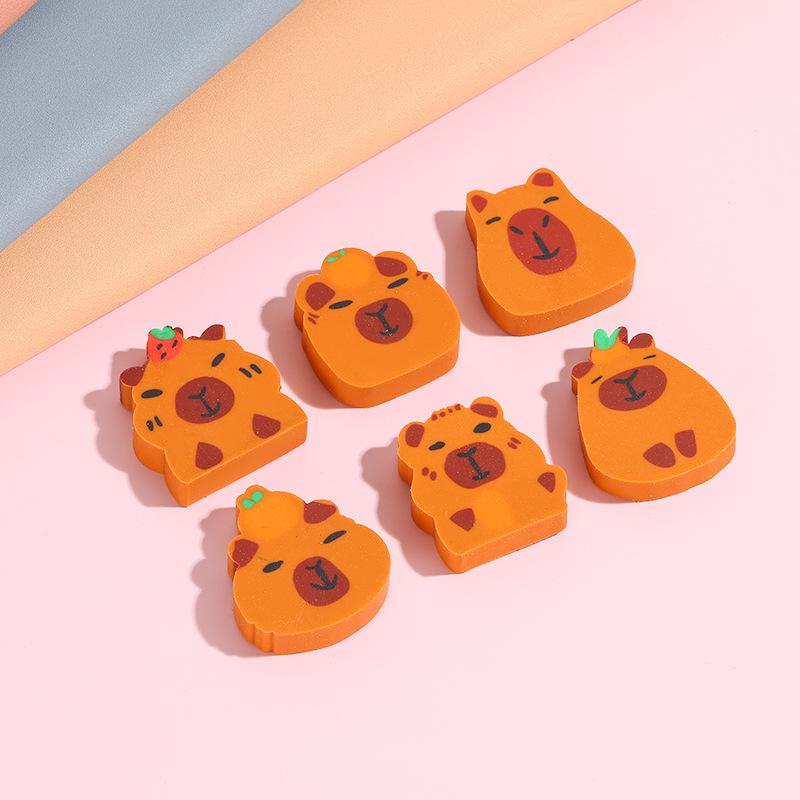 Creative Capybara Eraser Set - Cute Capybara Doll Erasers in Gift Box Stationery Set