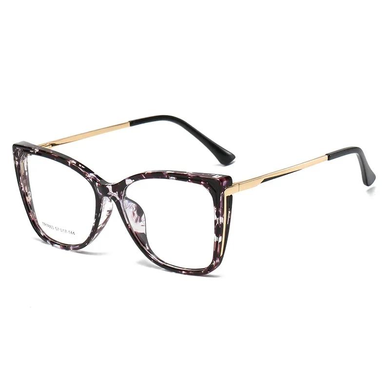 Fashion  Large Frame Transparent Gradient Glasses Frame Leopard Print Ins Style Eye Glasses Frames For Women Eyewear