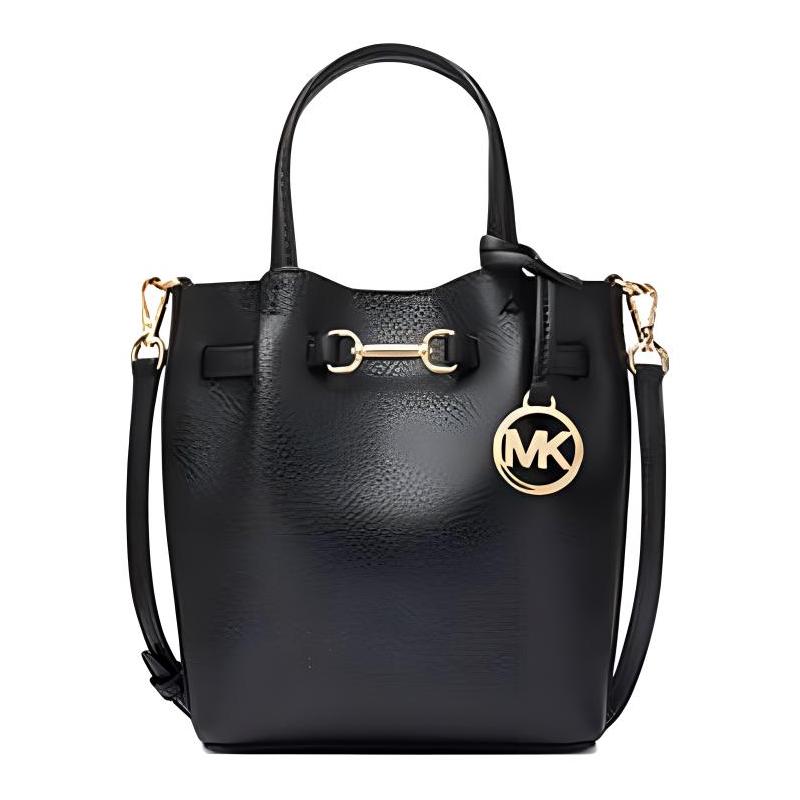 MICHAEL KORS Carson Carson brand metal logo adjustable removable shoulder strap cowhide shoulder crossbody tote small women s black чёрный