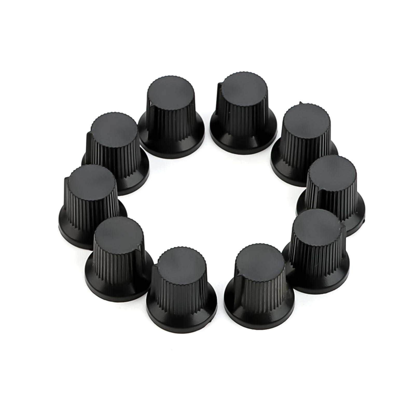 

10Pcs Plastic Potentiometer Control Knob 6mm Shaft Hole Volumes Control Rotary Knob Replacement Guitar Pedal Knobs