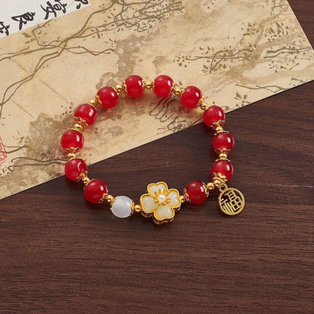 Charming Pink Crystal Floral Bracelet - Court Style Dream Gift for Girlfriend