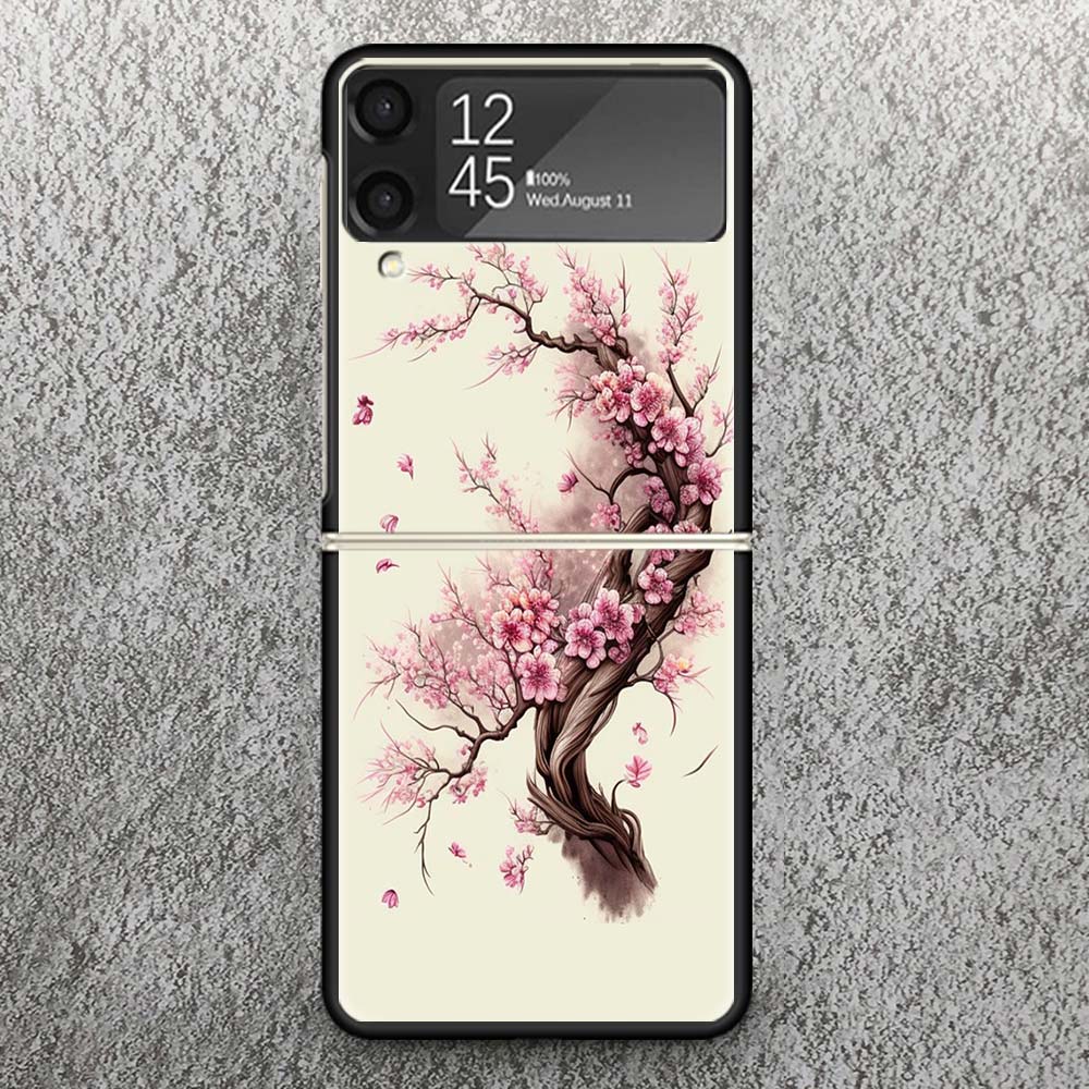 

Чехол с принтом вишневого дерева для телефона Samsung Galaxy Z Flip 3 4 5 6 7 5G Чехол-книжка Flip7 Flip6 Flip5 Flip4 Flip3 Чехол с узором Ga Samsung Z Flip 7