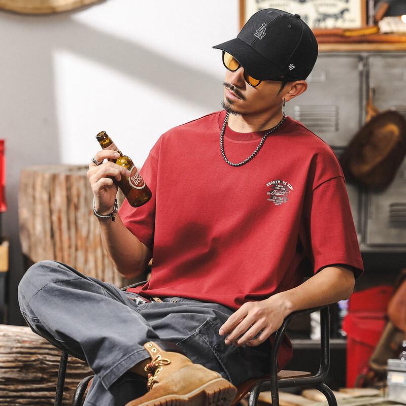 

Мужская тяжелая американская ретро футболка с коротким рукавом JIELEINUO, 100% хлопок 4XL