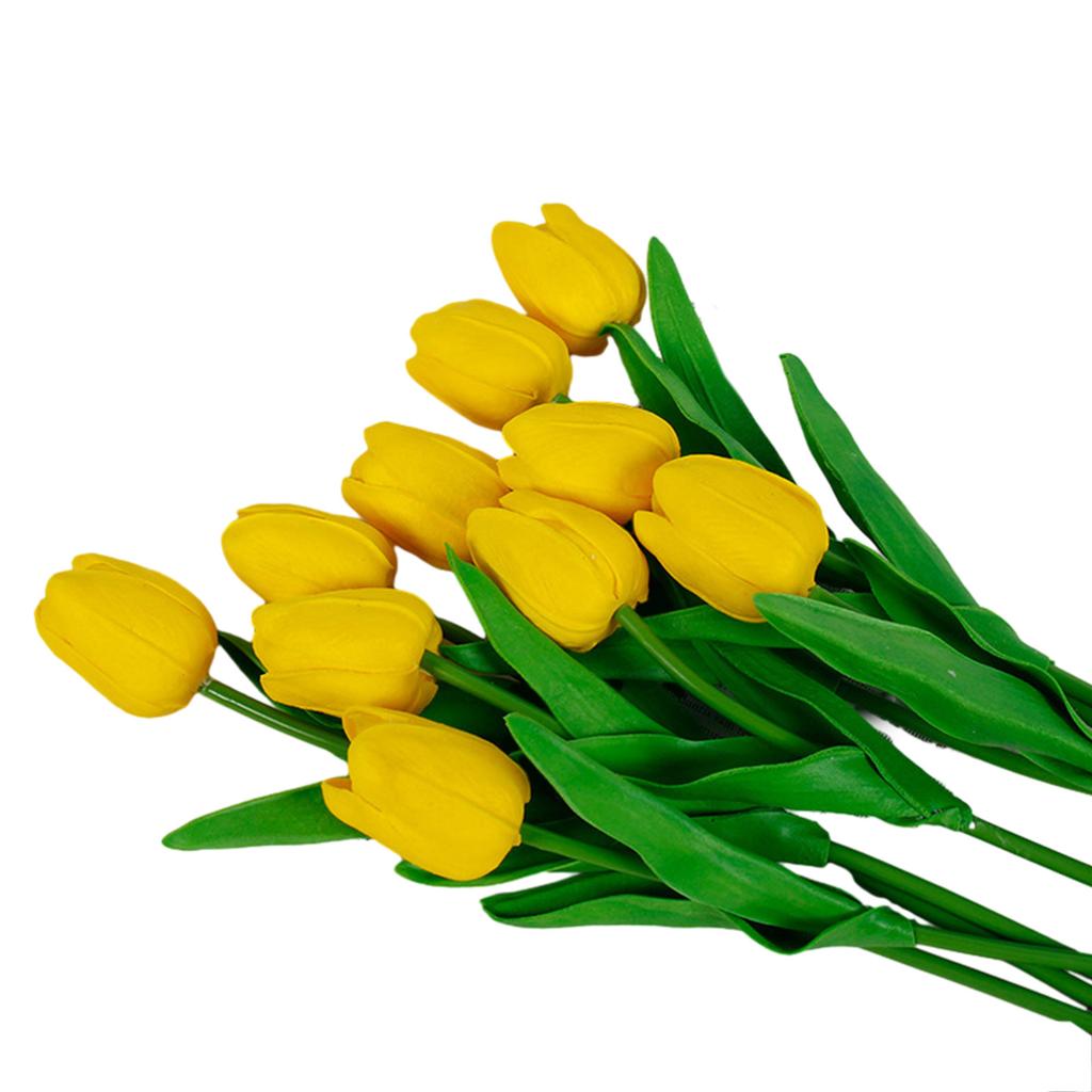 10Pcs Artificial Flower Decoration with Stem Fake Tulips Real Touchs Bridal Bouquets Floral Decor Photography Props